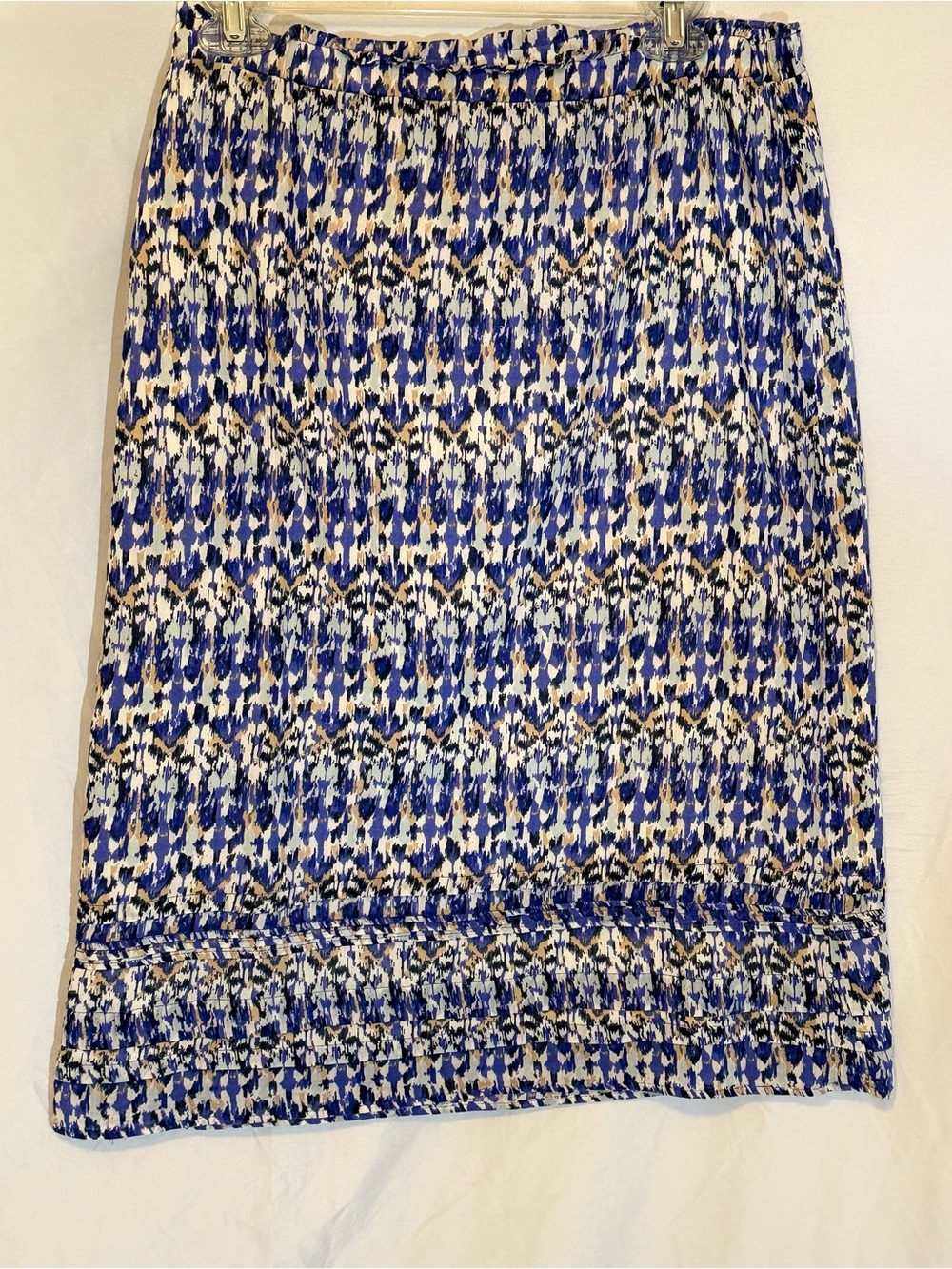 Eddie Bauer Blue and White Ikat Print 100% Cotton Skirt Size Small (XX)